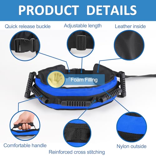 Jacobable Gait Belt for Seniors, Transfer Belt with 7 Nylon Padded Handles, FSA HSA Eligible, Medical Belt for Lifting Patients, Safety Gait Belt for Elderly Easy to Use Quick Release Buckle(Blue) - Image 3