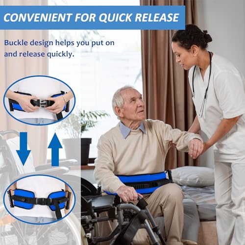 Jacobable Gait Belt for Seniors, Transfer Belt with 7 Nylon Padded Handles, FSA HSA Eligible, Medical Belt for Lifting Patients, Safety Gait Belt for Elderly Easy to Use Quick Release Buckle(Blue) - Image 5