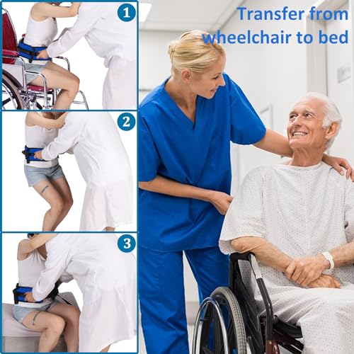 Jacobable Gait Belt for Seniors, Transfer Belt with 7 Nylon Padded Handles, FSA HSA Eligible, Medical Belt for Lifting Patients, Safety Gait Belt for Elderly Easy to Use Quick Release Buckle(Blue) - Image 4