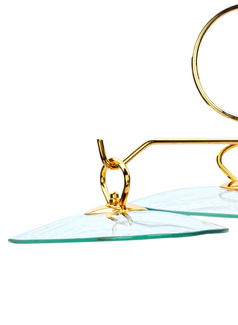 Shallow Triple 9 Inch Oval Porcelain Casserole with Golden Metal Warmer Rack and Lid 43x40x49cm - Image 3