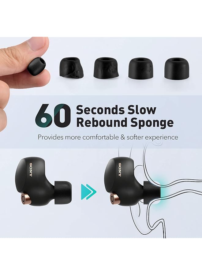 erorex Memory Foam Tips For Sony Wf 1000Xm4 Wf 1000Xm3 Anti Slip Replacement Ear Tips For Sony True Wireless Earphones Fit In The Charging Case Perfect Noise Cancellation 3 Pairs Assorted Size Black - Image 5