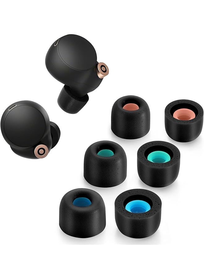 erorex Memory Foam Tips For Sony Wf 1000Xm4 Wf 1000Xm3 Anti Slip Replacement Ear Tips For Sony True Wireless Earphones Fit In The Charging Case Perfect Noise Cancellation 3 Pairs Assorted Size Black - Image 1