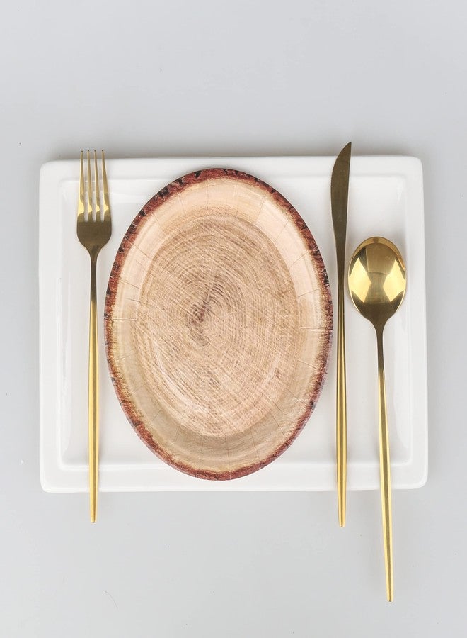 Pandecor 50 Pieces Disposable Wood Grain Paper Plates,7 inches Cake Dessert Plates for Cut Timber,Farmhouse Party Decorations (cake plates) - Image 3
