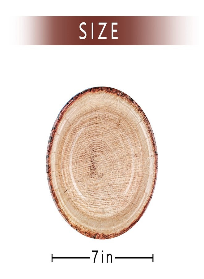 Pandecor 50 Pieces Disposable Wood Grain Paper Plates,7 inches Cake Dessert Plates for Cut Timber,Farmhouse Party Decorations (cake plates) - Image 2