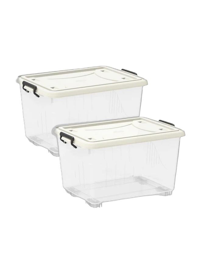 Cosmoplast صندوق تخزين بلاستيكي شفاف سعة 33 لتر مع عجلات وغطاء قابل للقفل (عبوة من 2) - Image 1