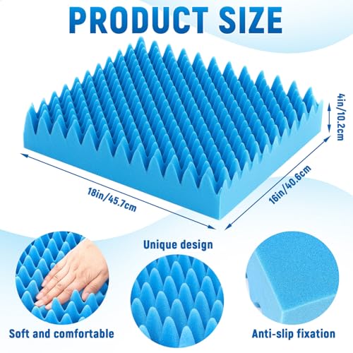 Geiserailie 2 Pcs Egg Foam Pad Eggs Chair Cushion to Relieve Back Foam Seat Cushion Chair Accessories Pad for Office Recliner Wheelchair Home Car Egg Blue - Image 3