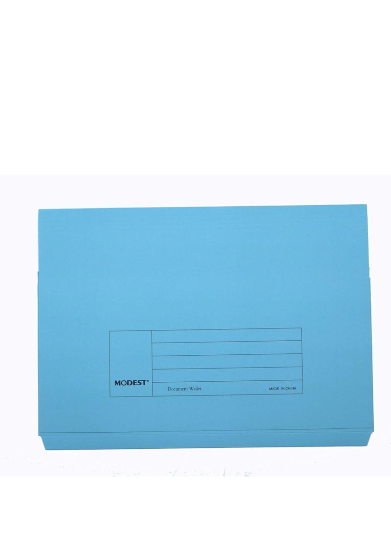 MODEST DOCUMENT WALLET FOLDER FULL FLAP/COVER F4 300GSM BLUE MS329-10PCS - Image 2