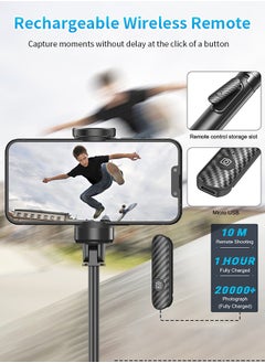 TONEOF TONEOF 60inch Selfie Stick Tripod with Wireless Remote, One Intergated Smartphone Tripod Stand with 360° Phone Holder , Aluminum Portable Lightweight Travel Tripod for Video Recording  - Image 4