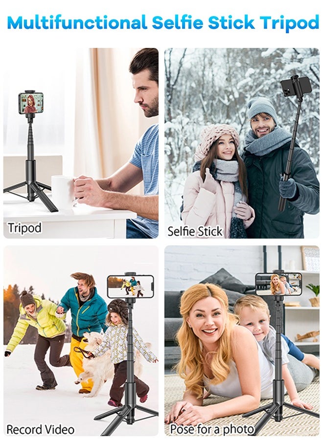 TONEOF - TONEOF 60inch Selfie Stick Tripod with Wireless Remote, One Intergated Smartphone Tripod Stand with 360° Phone Holder , Aluminum Portable Lightweight Travel Tripod for Video Recording - Image 1