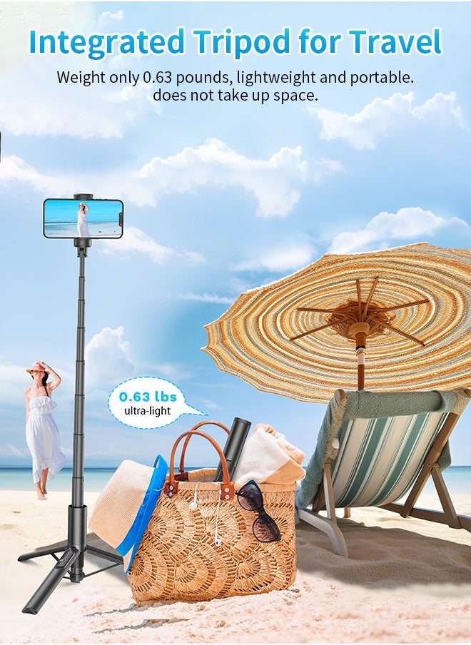 TONEOF - TONEOF 60inch Selfie Stick Tripod with Wireless Remote, One Intergated Smartphone Tripod Stand with 360° Phone Holder , Aluminum Portable Lightweight Travel Tripod for Video Recording - Image 1