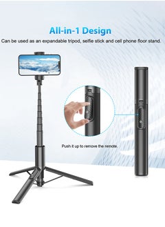 TONEOF TONEOF 60inch Selfie Stick Tripod with Wireless Remote, One Intergated Smartphone Tripod Stand with 360° Phone Holder , Aluminum Portable Lightweight Travel Tripod for Video Recording  - Image 2