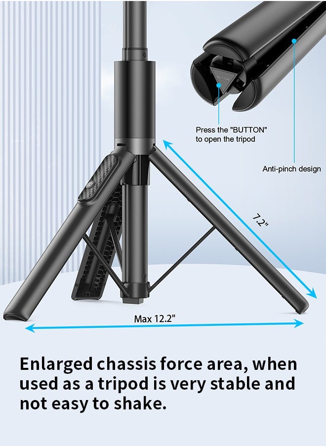 TONEOF - TONEOF 60inch Selfie Stick Tripod with Wireless Remote, One Intergated Smartphone Tripod Stand with 360° Phone Holder , Aluminum Portable Lightweight Travel Tripod for Video Recording - Image 1