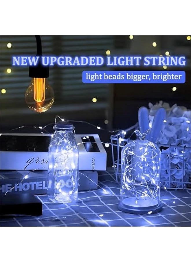 لغة سلسلة أضواء LED لغرفة النوم، 100 ضوء LED أبيض مقاوم للماء، أضواء جنيات LED ثابتة/ومضيئة، سلسلة أضواء داخلية وخارجية، أضواء LED للإضاءة والتزيين في الفعاليات، أضواء تزيين رمضان، إضاءة رمضان (10م/32.81 قدم)  - Image 5