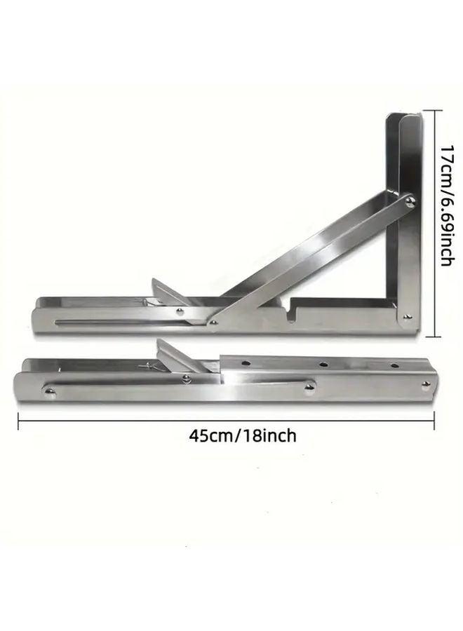 18 Inch Heavy Duty Folding Shelf Brackets Stainless Steel Collapsible Triangle Bracket With Screws - Image 1