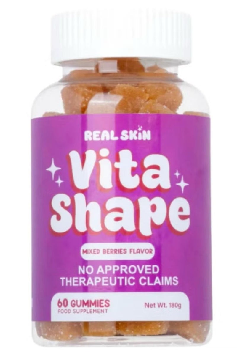 Real Skin Vita shape Mixed Berry Flavor Dietary Supplement, 60 Gummies