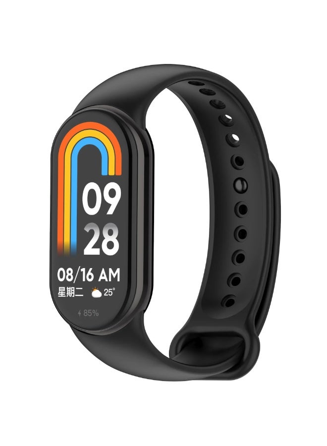 سوار متوافق مع سوار Xiaomi Mi Band 9 / Xiaomi Mi Band 8، حزام بديل من السيليكون الصديق للبشرة، أساور رياضية قابلة للتعديل للنساء والرجال (أسود) - Image 1