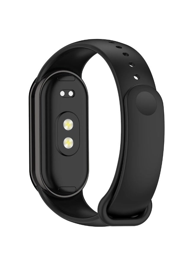 سوار متوافق مع سوار Xiaomi Mi Band 9 / Xiaomi Mi Band 8، حزام بديل من السيليكون الصديق للبشرة، أساور رياضية قابلة للتعديل للنساء والرجال (أسود) - Image 2