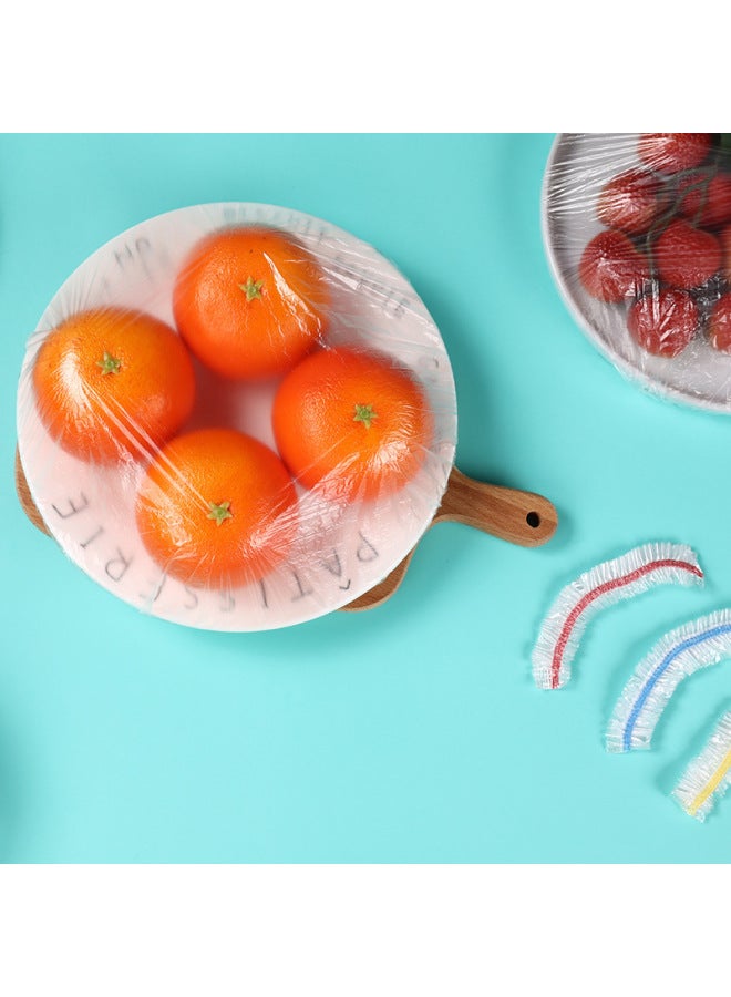 Color Disposable Plastic Wrap Tear-free Cover Set Food Grade PE Material Special Bowl Set Household Fresh-keeping Bag Wholesale-Specifications:Ordinary White (100)  - Image 3
