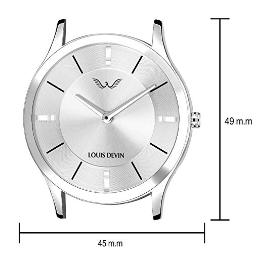 LOUIS DEVIN Stainless Steel Ld-Slm023-Slv-Ch Mesh-Steel Chain Slim Analogue Wrist Watch For Men, Silver Dial, Silver Band - Image 4