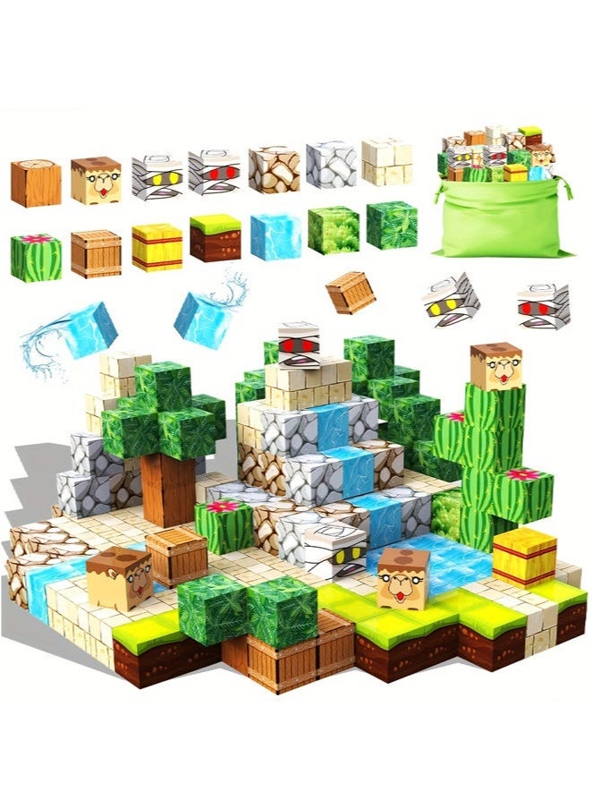 XiuWoo Magnetic Blocks Build Magnet Magic Portal Set, Magnetic Tiles 2cm Building Blocks Toddler Toys STEM Sensory Outdoor Toys Creative Kids Games Kids Toys 100 PCS for 3+ Year Old Boys & Girls, - Image 1