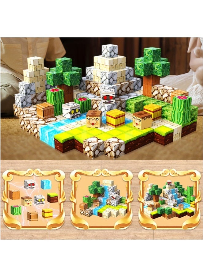 XiuWoo Magnetic Blocks Build Magnet Magic Portal Set, Magnetic Tiles 2cm Building Blocks Toddler Toys STEM Sensory Outdoor Toys Creative Kids Games Kids Toys 100 PCS for 3+ Year Old Boys & Girls, - Image 5