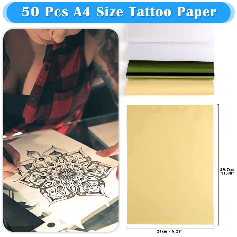 cridoz 50 Sheets Tattoo Transfer Paper, Cridoz Tattoo Stencil Paper for Tattooing, Transfer Paper for Tattooing, A4 Size 8 1/4" x 11 3/4 - Image 2