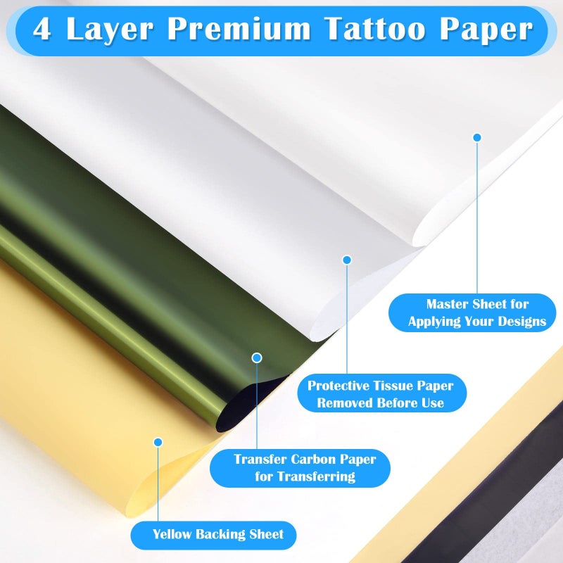 cridoz 50 Sheets Tattoo Transfer Paper, Cridoz Tattoo Stencil Paper for Tattooing, Transfer Paper for Tattooing, A4 Size 8 1/4" x 11 3/4 - Image 4