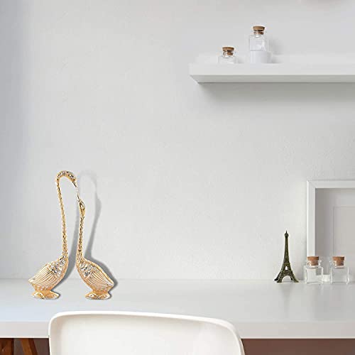 WebelKart Pair of Kissing Duck, Swan Showpiece For Home Decor - 29 cm (Aluminium, Golden ) - Image 3