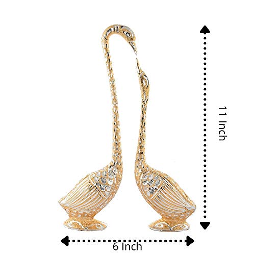 WebelKart Pair of Kissing Duck, Swan Showpiece For Home Decor - 29 cm (Aluminium, Golden ) - Image 4