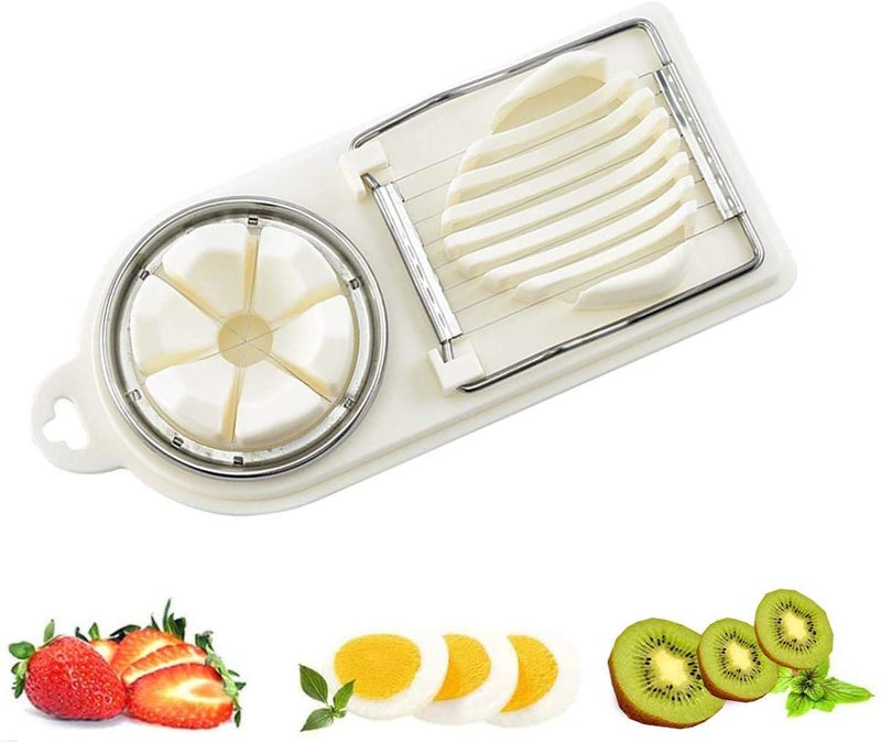 Alexvyan Egg Slicer, Egg Cutter, Egg Slicer for Hard Boiled Eggs Quickly and Effectively, 2 in 1 Stainless Steel Egg Slicer - Image 1