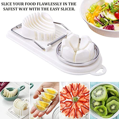 Alexvyan Egg Slicer, Egg Cutter, Egg Slicer for Hard Boiled Eggs Quickly and Effectively, 2 in 1 Stainless Steel Egg Slicer - Image 3