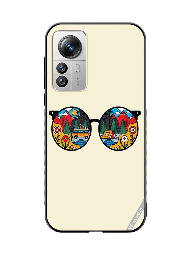 VR CREATIVE غطاء حماية لهاتف Xiaomi 12 Pro بتصميم زجاجي متعدد الألوان - Image 1