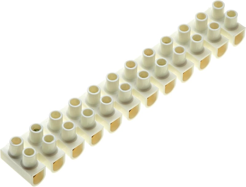 Keple 15A Amp Terminal Block, 12 Way Electrical Terminals, White Nylon Electrical Connector Strips, Chocolate Chock Blocks for Wire Connecting/Joining Cables, Dual Row 12 Piece Position Wire - Image 2