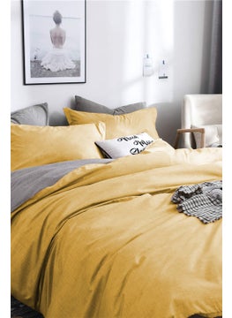 Alla Turca Double Ranforce Double Sided Duvet Cover Set - Without Sheets - Yellow/gray 