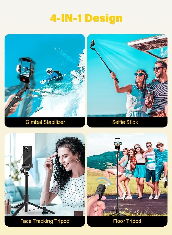 AOCHUAN Smartphone Gimbal Stabilizer, Smart Face Tracking Tripod Without APP - 4 in 1 Cellphone Gimbal Stabilizer for iPhone&Android Extended 108cm Rod with RGB Fill Light, AOCHUAN M2PRO Black - Image 3