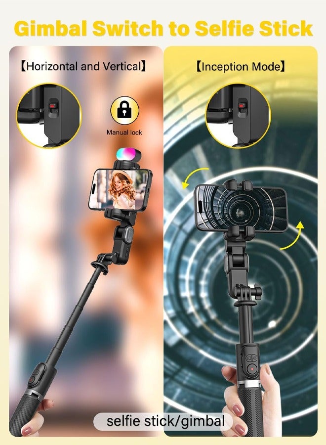 AOCHUAN Smartphone Gimbal Stabilizer, Smart Face Tracking Tripod Without APP - 4 in 1 Cellphone Gimbal Stabilizer for iPhone&Android Extended 108cm Rod with RGB Fill Light, AOCHUAN M2PRO Black - Image 4