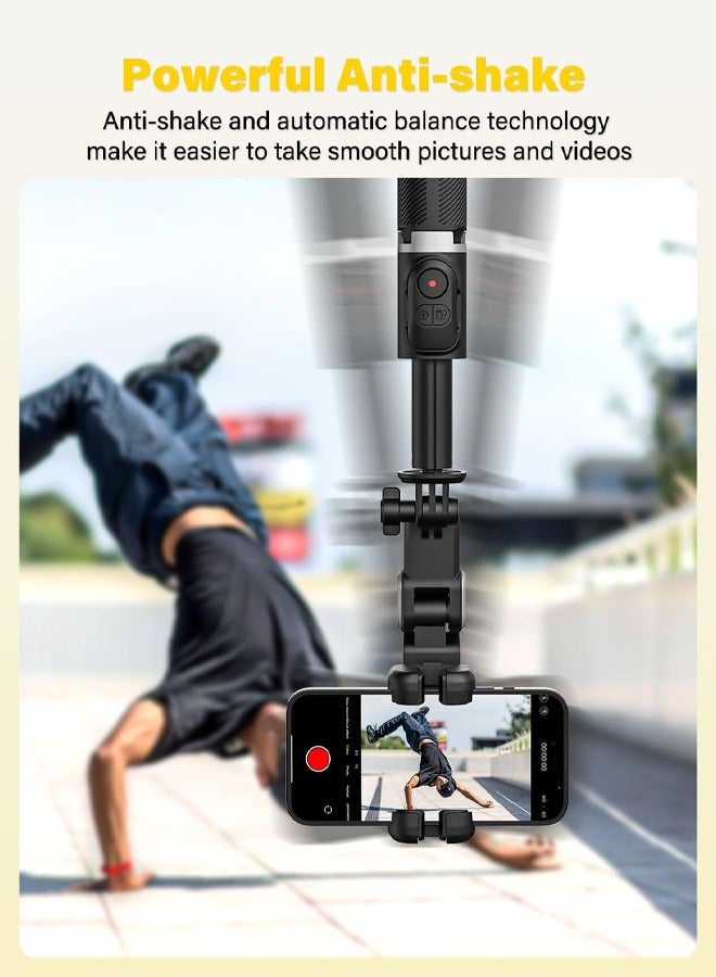 AOCHUAN Smartphone Gimbal Stabilizer, Smart Face Tracking Tripod Without APP - 4 in 1 Cellphone Gimbal Stabilizer for iPhone&Android Extended 108cm Rod with RGB Fill Light, AOCHUAN M2PRO Black - Image 5