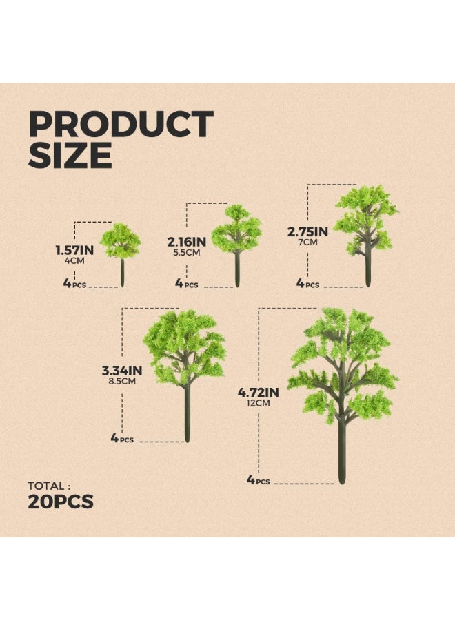 20 Pcs Model Trees – Miniature Green Tree Models for Train Scenery, Fairy Garden Plant Ornaments – Micro Landscape DIY Craft & Home Decoration - Image 3