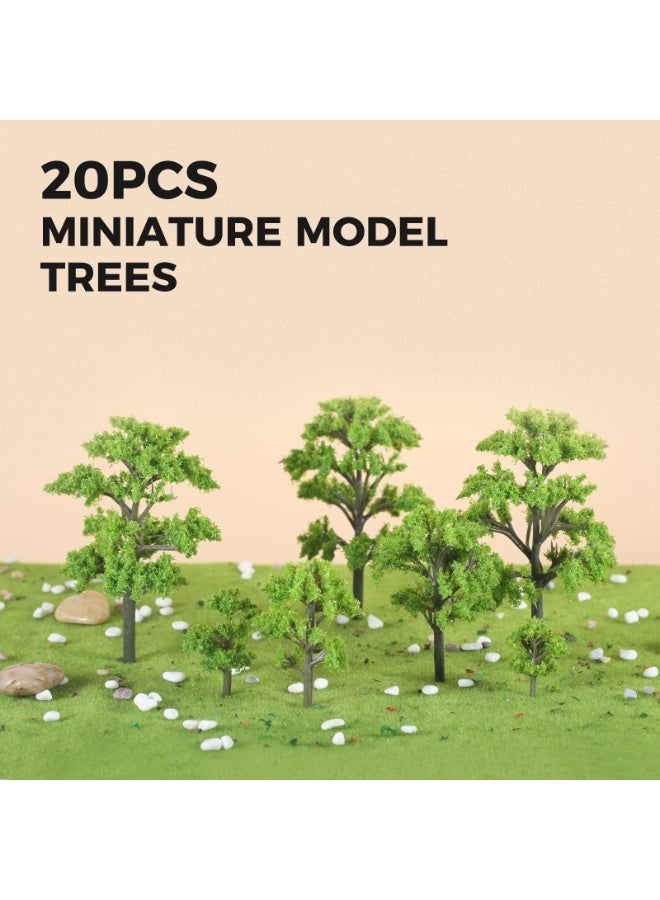 20 Pcs Model Trees – Miniature Green Tree Models for Train Scenery, Fairy Garden Plant Ornaments – Micro Landscape DIY Craft & Home Decoration - Image 5