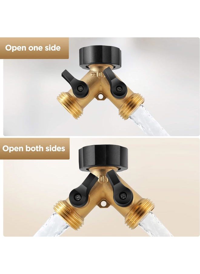 IPOW Solid Brass Body Backyard 2 Way Y Valve Garden Hose Connector Splitter Adapter + 6 Rubber Hose Washers with Comfort Grip Use - Image 5