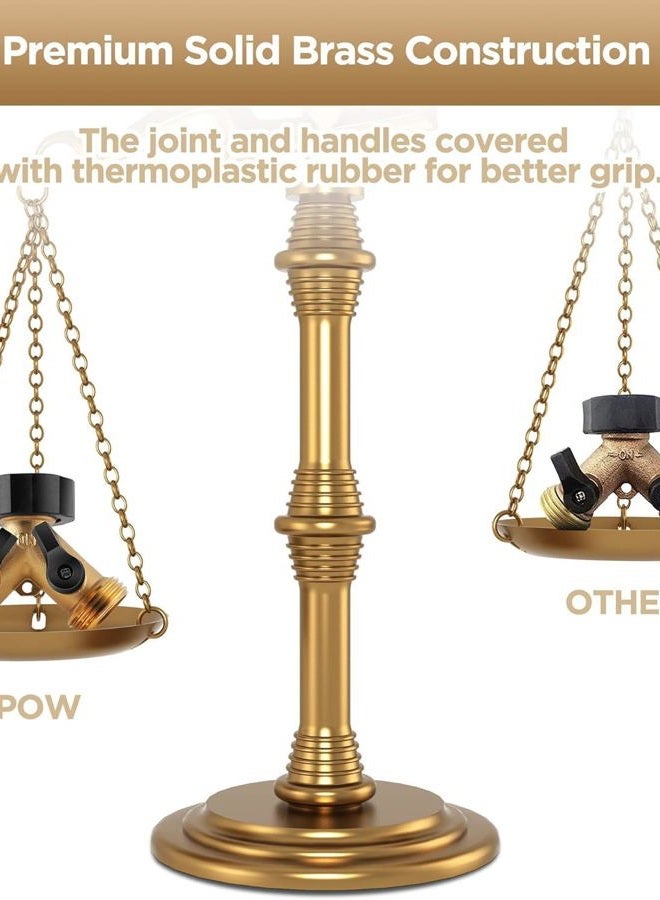 IPOW Solid Brass Body Backyard 2 Way Y Valve Garden Hose Connector Splitter Adapter + 6 Rubber Hose Washers with Comfort Grip Use - Image 4