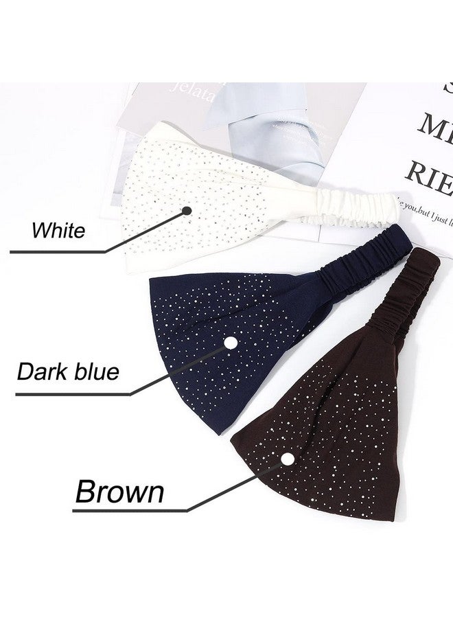 CAKURE Crystal Wide Headbands Rhinestone Head Bands Black Turban Headband Elastic African Head Wraps Sport Hair Bands For Women And Girls Pack Of 3 - Image 2