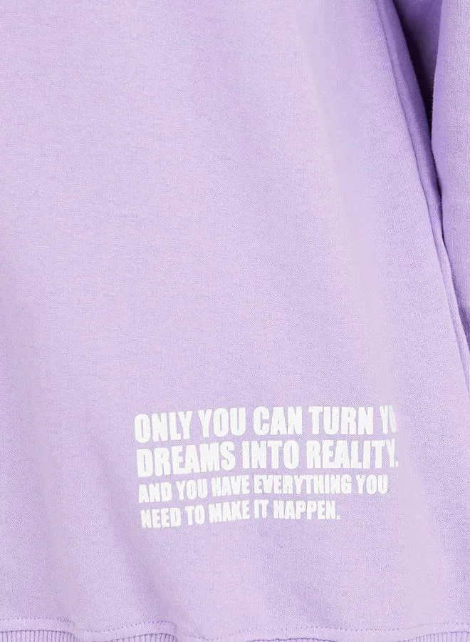 ستايلي Oversized Regular Length Slogan Print Sweatshirt