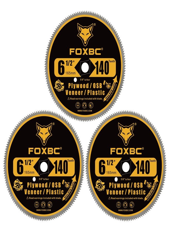 FOXBC 6-1/2 Inch 140 Tooth Circular Saw Blade for Plywood, OSB, Plastic, Veneer Wood Cutting with 5/8-Inch Diamond Arbor - Image 1