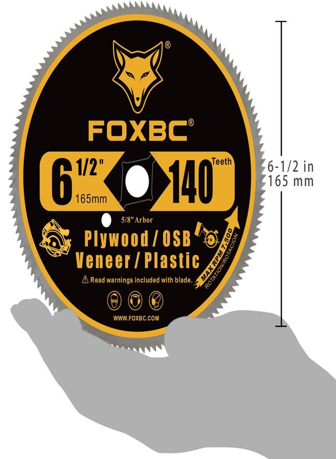 FOXBC 6-1/2 Inch 140 Tooth Circular Saw Blade for Plywood, OSB, Plastic, Veneer Wood Cutting with 5/8-Inch Diamond Arbor - Image 5