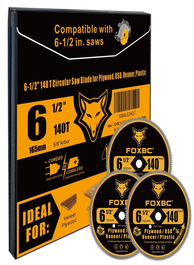 FOXBC 6-1/2 Inch 140 Tooth Circular Saw Blade for Plywood, OSB, Plastic, Veneer Wood Cutting with 5/8-Inch Diamond Arbor - Image 4