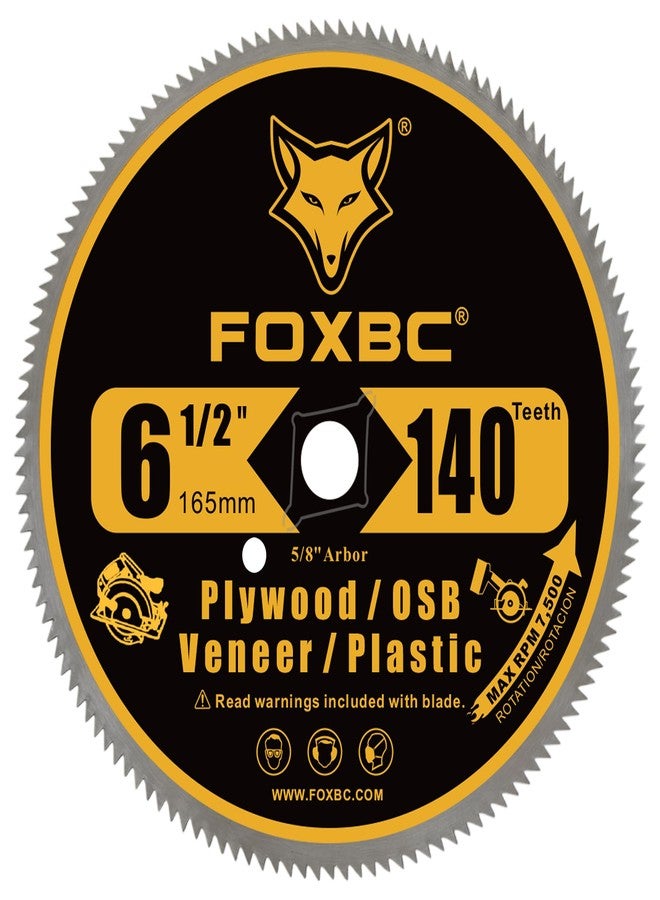 FOXBC 6-1/2 Inch 140 Tooth Circular Saw Blade for Plywood, OSB, Plastic, Veneer Wood Cutting with 5/8-Inch Diamond Arbor - Image 2