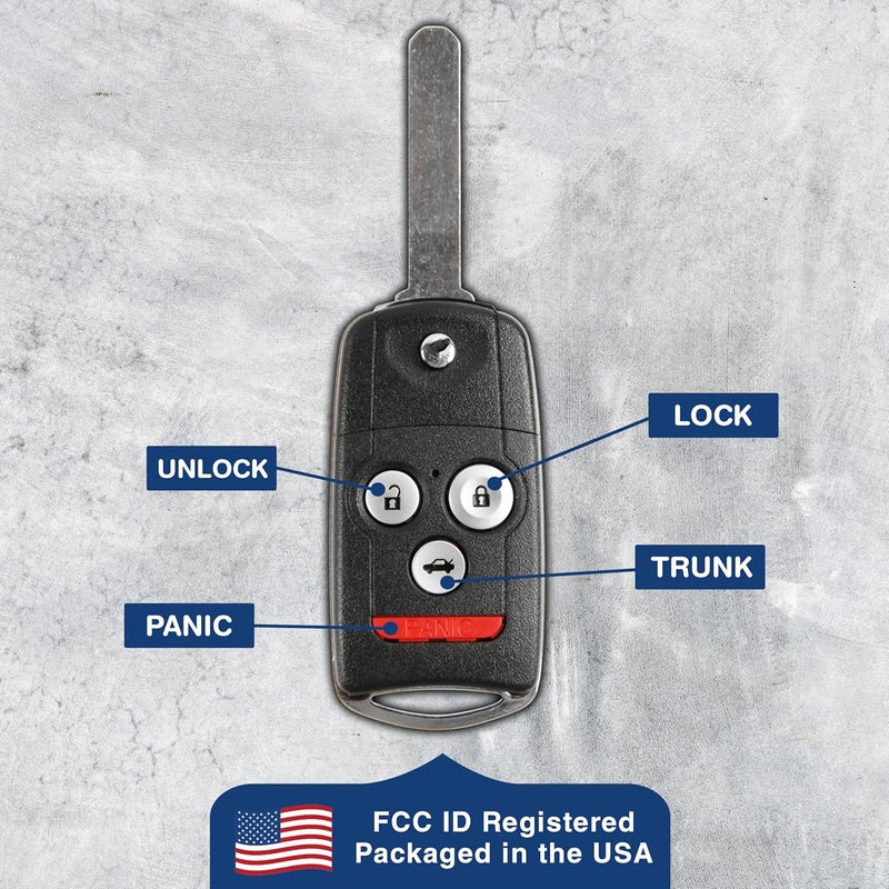 KeylessOption Keyless Entry Remote Control Uncut Ignition Car Flip Key Fob for 07 08 Acura TL OUCG8D-439H-A - Image 5