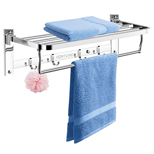 FORTUNE Luxurious Stainless Steel Folding Towel Rack | Towel Stand | Towel Hanger | Towel Holder | Rack Shelf | Bathroom Accessories (Square) - (18 Inch) - Image 2