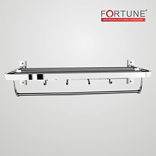 FORTUNE Luxurious Stainless Steel Folding Towel Rack | Towel Stand | Towel Hanger | Towel Holder | Rack Shelf | Bathroom Accessories (Square) - (18 Inch) - Image 4